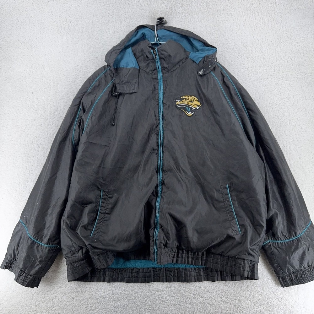 Jacksonville Jaguars Jacket Mens 2XL Black Teal Hooded NFL Football Pullover